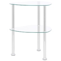 Tredegar 2-Tier Side Table Transparent 38x38x50 cm Tempered Glass