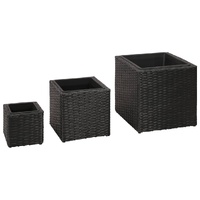 Garden Square Rattan Raised Bed Set 3 pcs