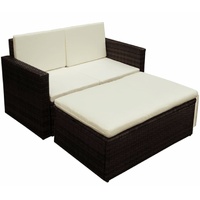 2 Piece Garden Lounge Set with Cushions Poly Rattan