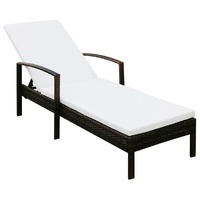 Sun Lounger with Cushion Poly Rattan