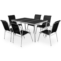 Outdoor Dining Set Steel Black