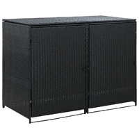 Double Wheelie Bin Shed Poly Rattan 148x80x111 cm