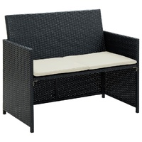 2 Seater Garden Sofa with Cushions Poly Rattan