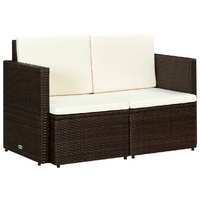 2 Seater Garden Sofa with Cushions Poly Rattan