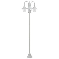 Garden Post Light E27 220 cm Aluminium 3-Lantern