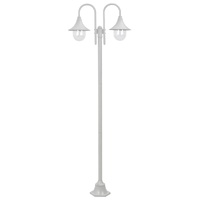 Garden Post Light E27 220 cm Aluminium 2-Lantern