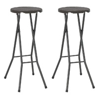 Folding Bar Stools 2 pcs HDPE and Steel Rattan Look