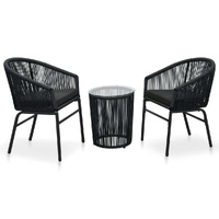 3 Piece Bistro Set with Cushions PE Rattan