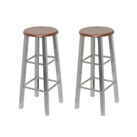 Bar Stools 2 pcs Metal with MDF Seat