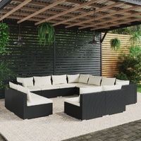 Garden Lounge Set with Cushions Poly Rattan