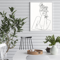 Line Art Girl White Frame Canvas Wall Art