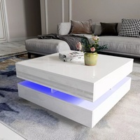 Modern Large High Gloss Coffee Table With LED Lights