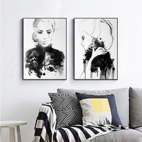 Watercolor Sketch 2 Sets Black Frame Canvas Wall Art