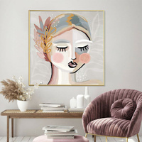 Calm Girl Gold Frame Canvas Wall Art