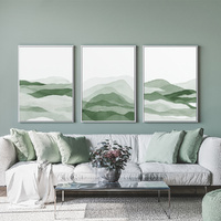 Sage Green 3 Sets White Frame Canvas Wall Art