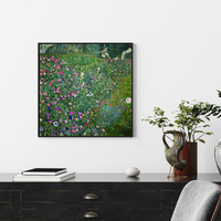 Italian garden by Gustav Klimt Black Frame Canvas Wall Art