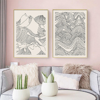 Line Art Mountain 2 Sets Gold Frame Canvas Wall Art