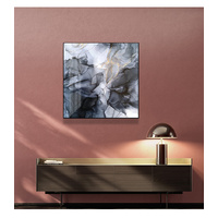 Marbled Black Grey Black Frame Canvas Wall Art