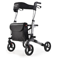 EQUIPMED Foldable Aluminium Walking Frame Rollator with Bag and Seat