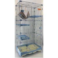 146 cm Pet 4 Level Cat Cage House With Litter Tray & Wheel 72x47x146 cm