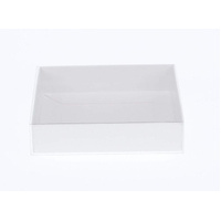 10 Pack of White Card Box - Clear Slide On Lid - Large Beauty Product Gift Giving Hamper Tray Merch Fashion Cake Sweets Xmas