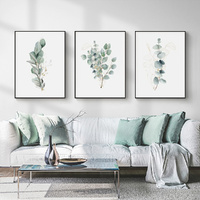 Eucalyptus Plant 3 Sets Black Frame Canvas Wall Art