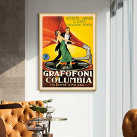 Grafofoni Columbia Gold Frame Canvas Wall Art