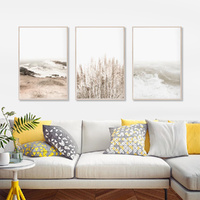 Coastal Beach 3 Sets Wood Frame Canvas Wall Art