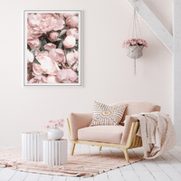 Peony White Frame Canvas Wall Art