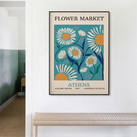 Flower Market Athens Black Frame Canvas Wall Art