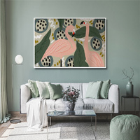 Flamingo White Frame Canvas Wall Art