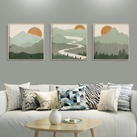 Sage Green Landscapes 3 Sets Wood Frame Canvas Wall Art