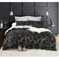 Reversible Design Black Duvet Doona Quilt Cover Set