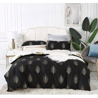 Reversible Design Black Gold Duvet Doona Quilt Cover Set