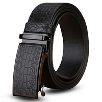 Genuine Cowhide Embossed with Crocodile Pattern Belt  Luxury Business Automatic Belts