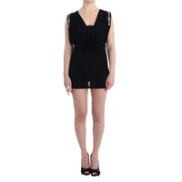 Gorgeous Sleeveless Black Dress with Silver Metal Details Women