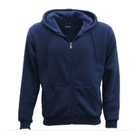 Adult Unisex Zip Plain Fleece Hoodie Hooded Jacket Mens Sweatshirt Jumper XS-8XL, Navy