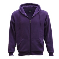 Adult Unisex Zip Plain Fleece Hoodie Hooded Jacket Mens Sweatshirt Jumper XS-8XL, Purple