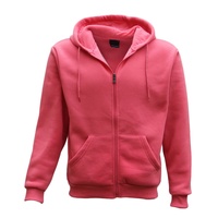 Adult Unisex Zip Plain Fleece Hoodie Hooded Jacket Mens Sweatshirt Jumper XS-8XL, Hot Pink