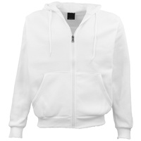 Adult Unisex Zip Plain Fleece Hoodie Hooded Jacket Mens Sweatshirt Jumper XS-8XL, White