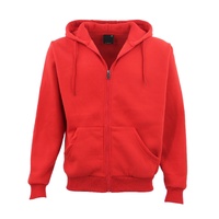 Adult Unisex Zip Plain Fleece Hoodie Hooded Jacket Mens Sweatshirt Jumper XS-8XL, Red