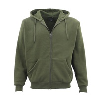 Adult Unisex Zip Plain Fleece Hoodie Hooded Jacket Mens Sweatshirt Jumper XS-8XL, Olive