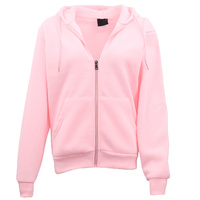 Adult Unisex Zip Plain Fleece Hoodie Hooded Jacket Mens Sweatshirt Jumper XS-8XL, Light Pink