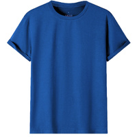 Adult 100% Cotton T-Shirt Unisex Men's Basic Plain Blank Crew Tee Tops Shirts, Royal Blue