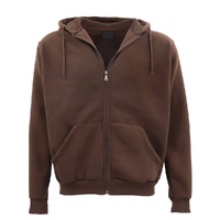 Adult Unisex Zip Plain Fleece Hoodie Hooded Jacket Mens Sweatshirt Jumper XS-8XL, Brown