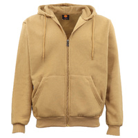 Adult Unisex Zip Plain Fleece Hoodie Hooded Jacket Mens Sweatshirt Jumper XS-8XL, Tan