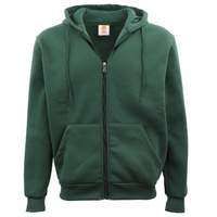 Adult Unisex Zip Plain Fleece Hoodie Hooded Jacket Mens Sweatshirt Jumper XS-8XL, Dark Green