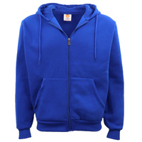 Adult Unisex Zip Plain Fleece Hoodie Hooded Jacket Mens Sweatshirt Jumper XS-8XL, Royal Blue