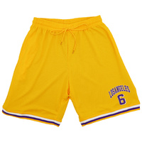 Men's Basketball Sports Shorts Gym Jogging Swim Board Boxing Sweat Casual Pants, Yellow - Los Angeles 6