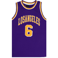 Kid's Basketball Jersey Tank Boys Sports T Shirt Tee Singlet Tops Los Angeles, Purple - Los Angeles 6